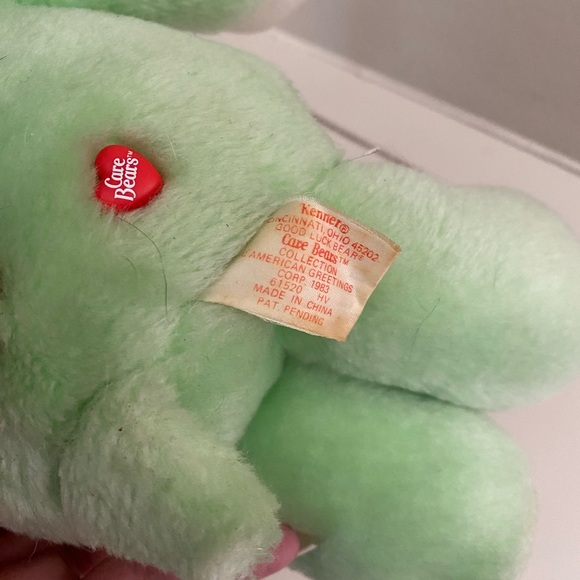 Care Bear Plush Good Luck Bear Vintage 1983 Green Shamrock Kenner American Greet - Picture 7 of 8